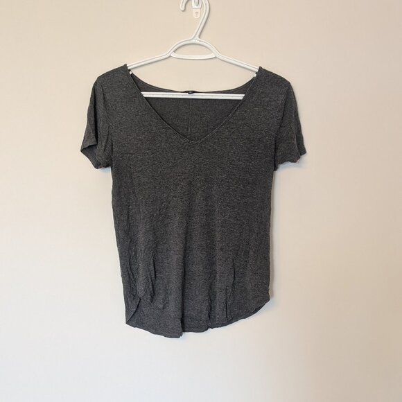 Dynamite, v-neck, short sleeve, tee, dark grey, loose fit, size small - Picture 3 of 9